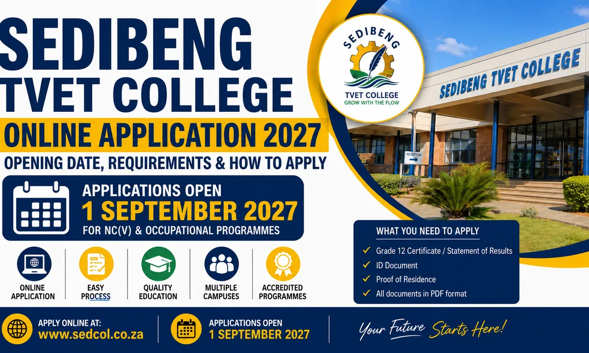 Sedibeng TVET College Online Application 2027