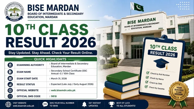 BISE Mardan Board 10th Class Result 2026: Expected Date & How to Check Online