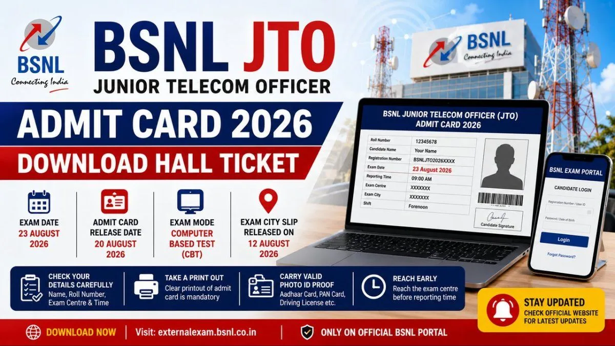 BSNL JTO Admit Card 2026 β Download Hall Ticket