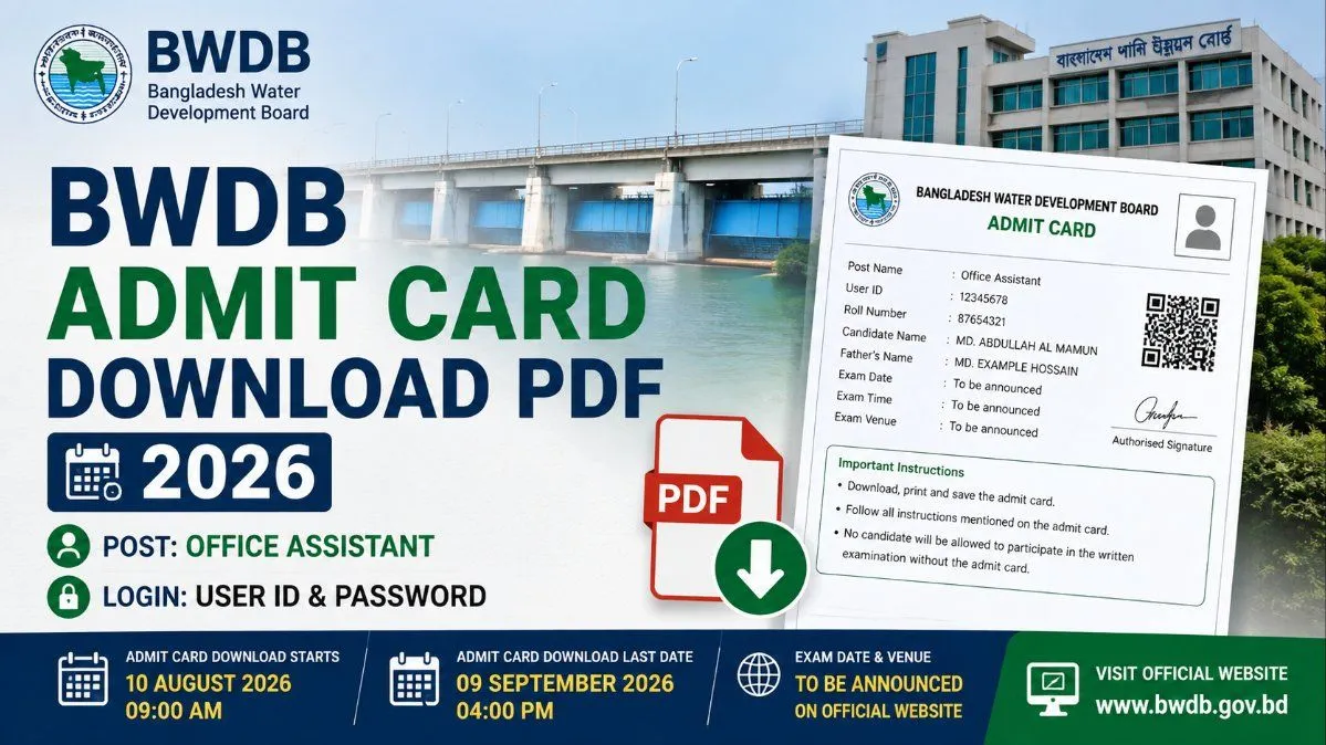 BWDB Admit Card Download PDF 2026 β Office Assistant