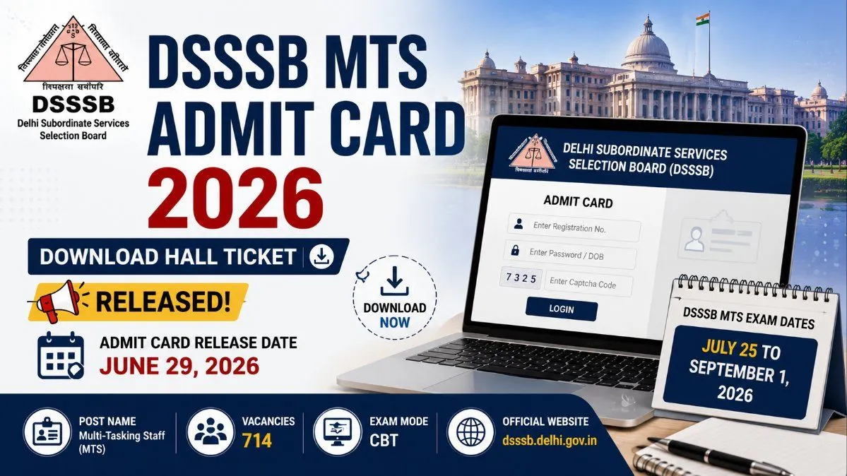 DSSSB MTS Admit Card 2026 (Out): Download Link & Exam Rules