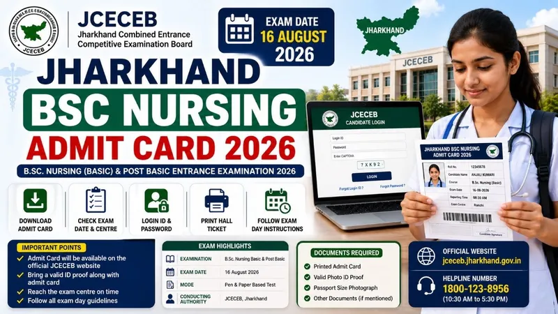 Jharkhand BSc Nursing Admit Card 2026 – Download Hall Ticket & Check Exam Date