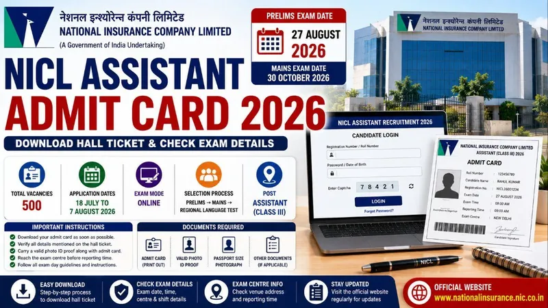 NICL Assistant Admit Card 2026 – Download Hall Ticket & Check Exam Date