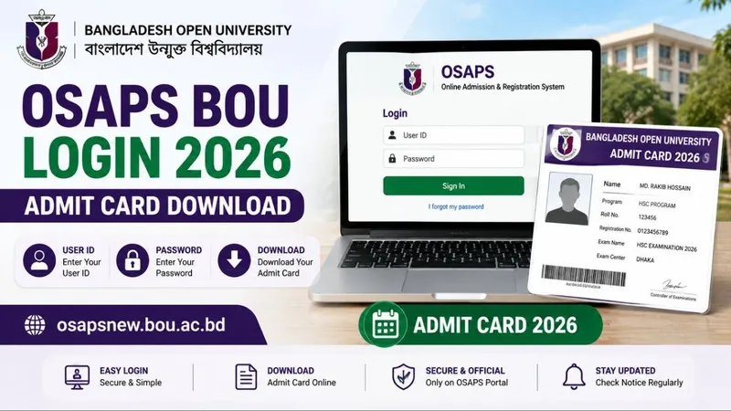 OSAPS BOU Edu BD Login Admit Card 2026 – Download BOU Admit Card