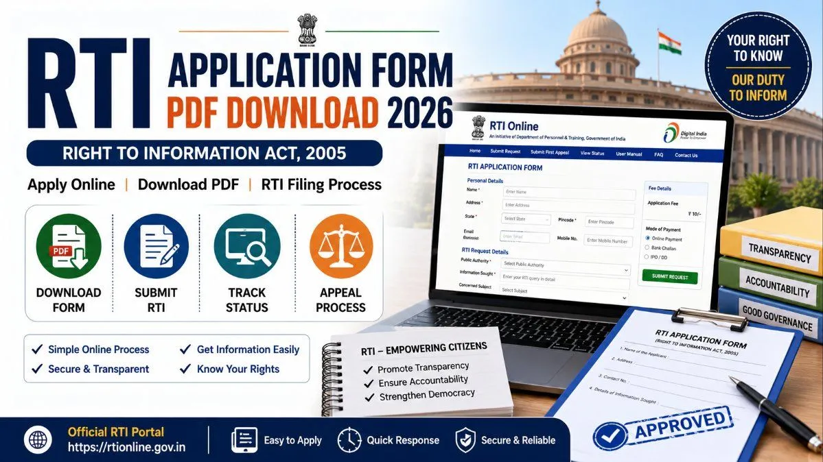 RTI Application Form PDF Download 2026: Apply Online