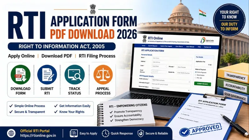 RTI Application Form PDF Download 2026: How to Apply Online, Download Form & Complete Filing Process