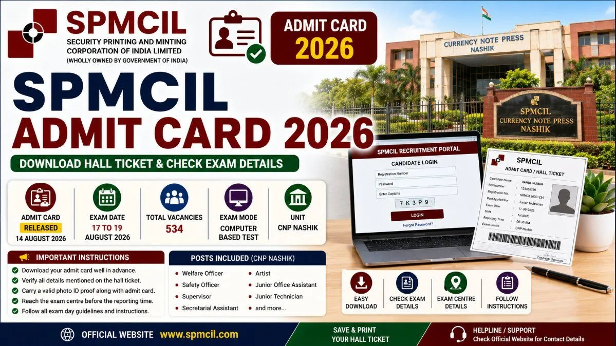 SPMCIL Admit Card 2026 – Download Hall Ticket & Exam Date