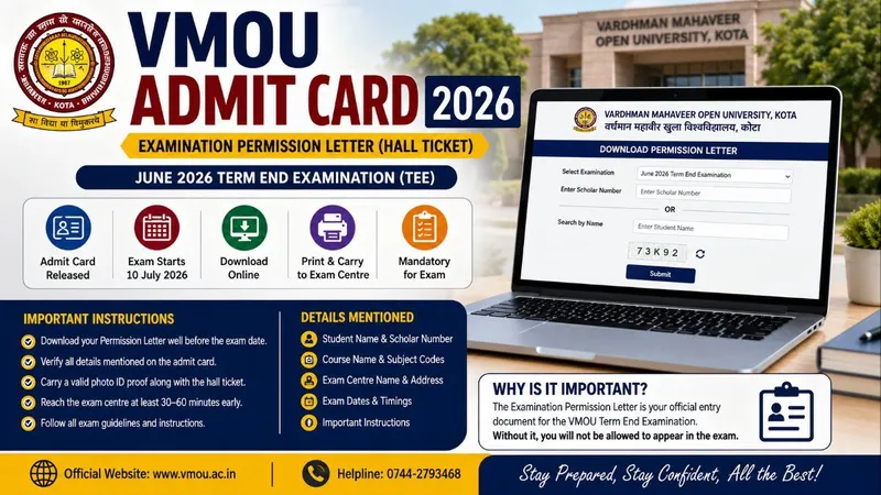 VMOU Admit Card 2026: Download Permission Letter, Exam Dates & Hall Ticket Guide